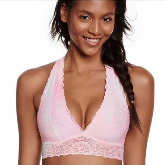 LAST DAY! Victoria's Secret PINK Wildflower Tie Dye Strappy Lace Bralette- NWOT - Picture 2 of 9
